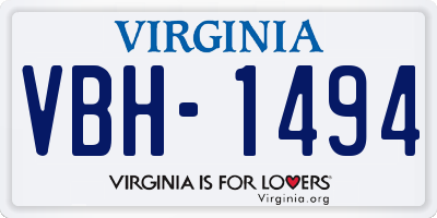 VA license plate VBH1494