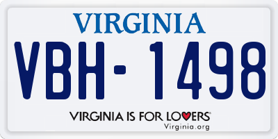 VA license plate VBH1498