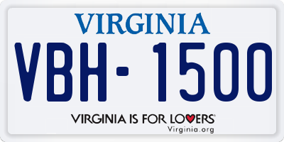 VA license plate VBH1500