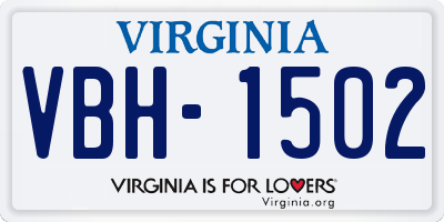 VA license plate VBH1502