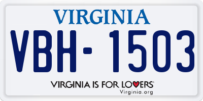 VA license plate VBH1503