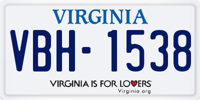 VA license plate VBH1538