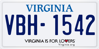 VA license plate VBH1542