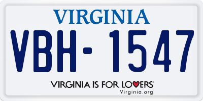 VA license plate VBH1547