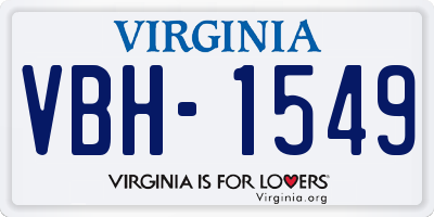 VA license plate VBH1549