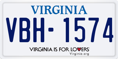 VA license plate VBH1574