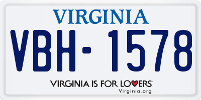 VA license plate VBH1578