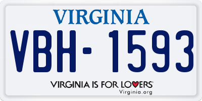 VA license plate VBH1593