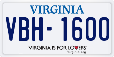 VA license plate VBH1600