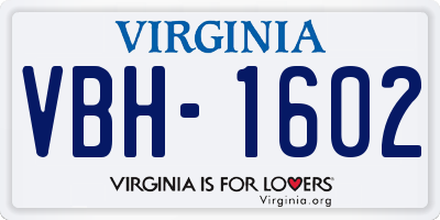 VA license plate VBH1602