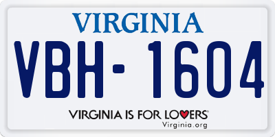 VA license plate VBH1604