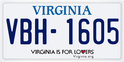 VA license plate VBH1605