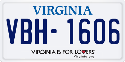 VA license plate VBH1606