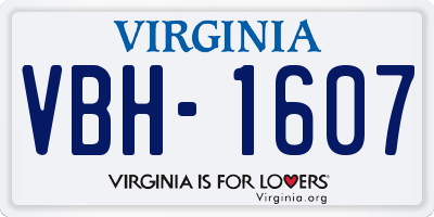 VA license plate VBH1607