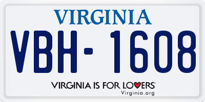 VA license plate VBH1608