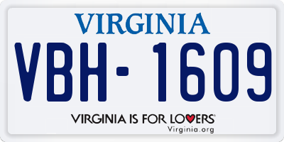VA license plate VBH1609