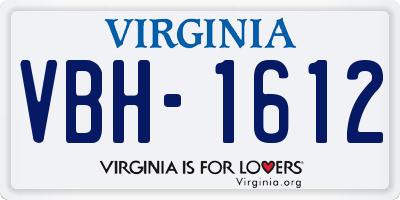 VA license plate VBH1612