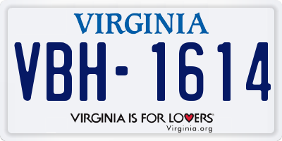 VA license plate VBH1614