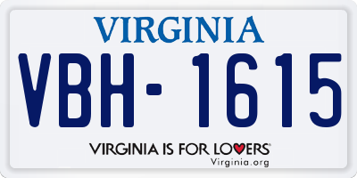 VA license plate VBH1615