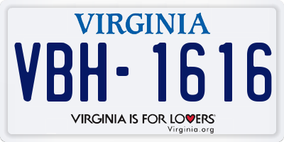 VA license plate VBH1616