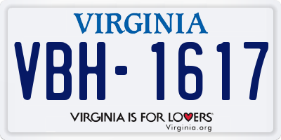 VA license plate VBH1617