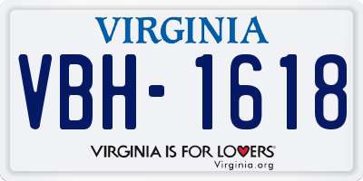 VA license plate VBH1618