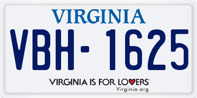 VA license plate VBH1625