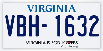 VA license plate VBH1632