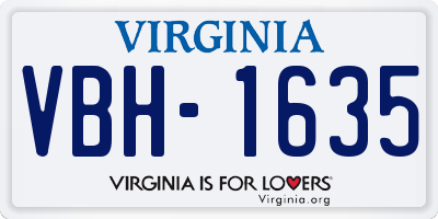 VA license plate VBH1635