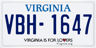 VA license plate VBH1647