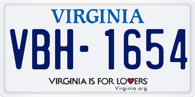 VA license plate VBH1654