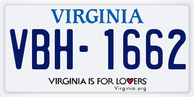 VA license plate VBH1662