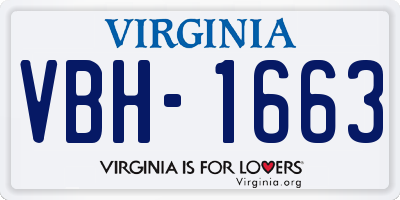 VA license plate VBH1663
