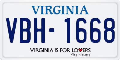 VA license plate VBH1668