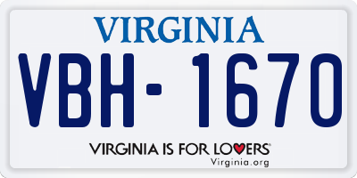 VA license plate VBH1670