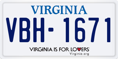 VA license plate VBH1671