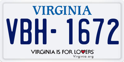 VA license plate VBH1672