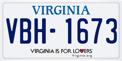 VA license plate VBH1673