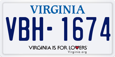 VA license plate VBH1674