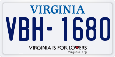 VA license plate VBH1680