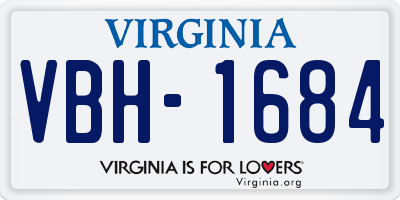 VA license plate VBH1684