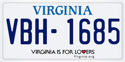 VA license plate VBH1685