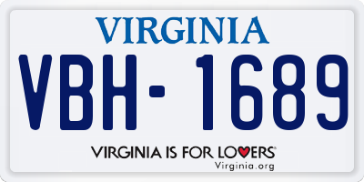 VA license plate VBH1689