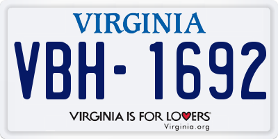 VA license plate VBH1692