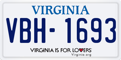 VA license plate VBH1693