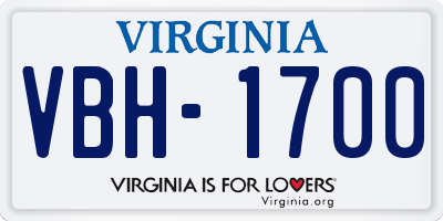 VA license plate VBH1700