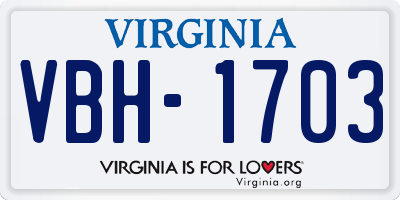 VA license plate VBH1703