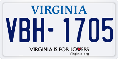 VA license plate VBH1705