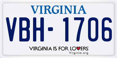 VA license plate VBH1706