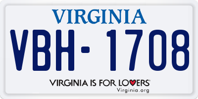 VA license plate VBH1708